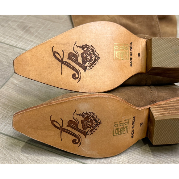 NEW FREE PEOPLE TAN SWAY LOW SLOUCH SUEDE LEATHER BOOTS SZ 36 US 5.5 6 - Picture 14 of 15